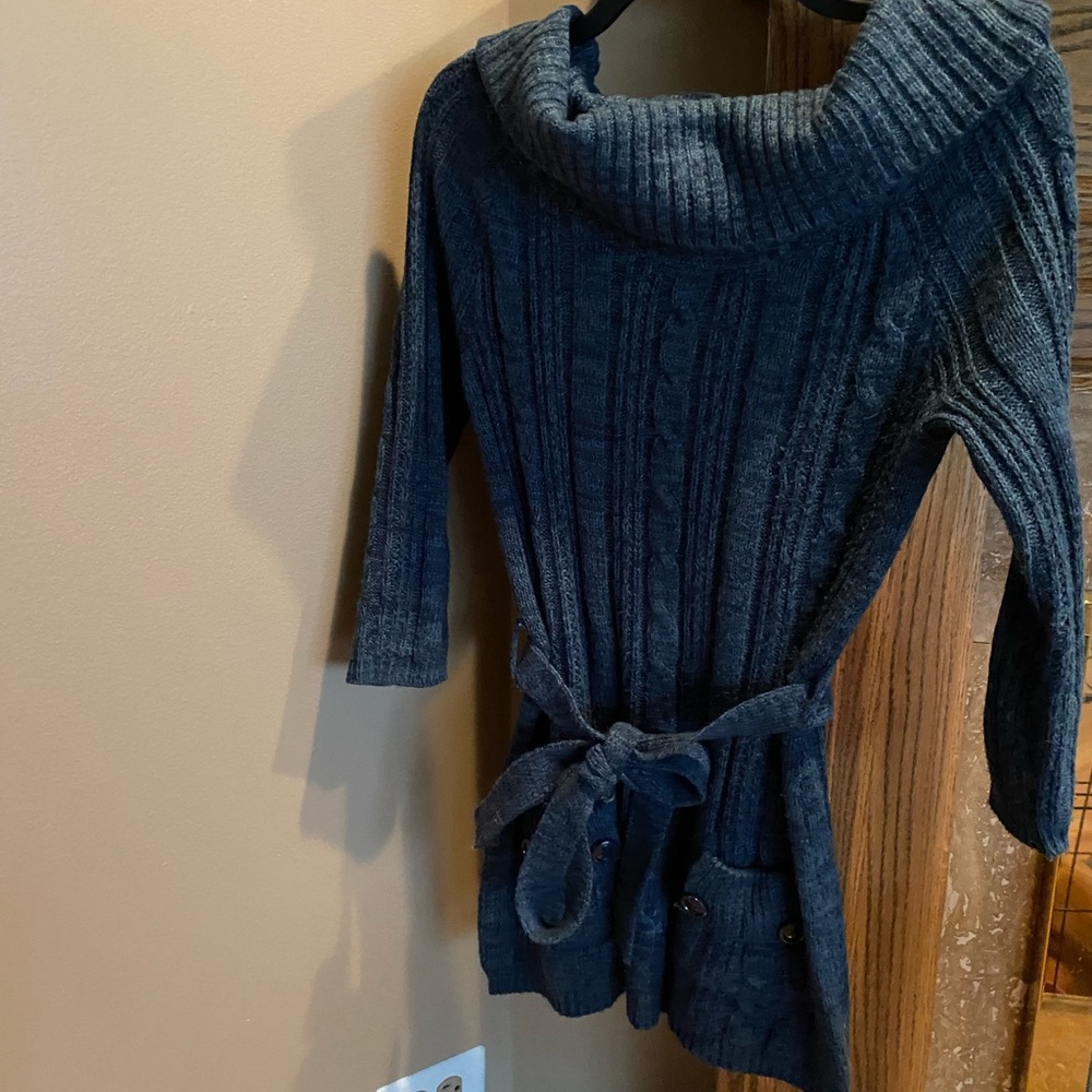Blue tie sweater